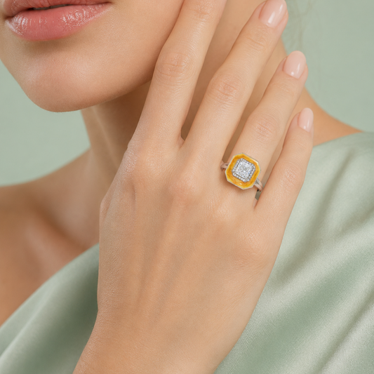 Sinara Amber Luxe 925 Silver Ring IRM 4171