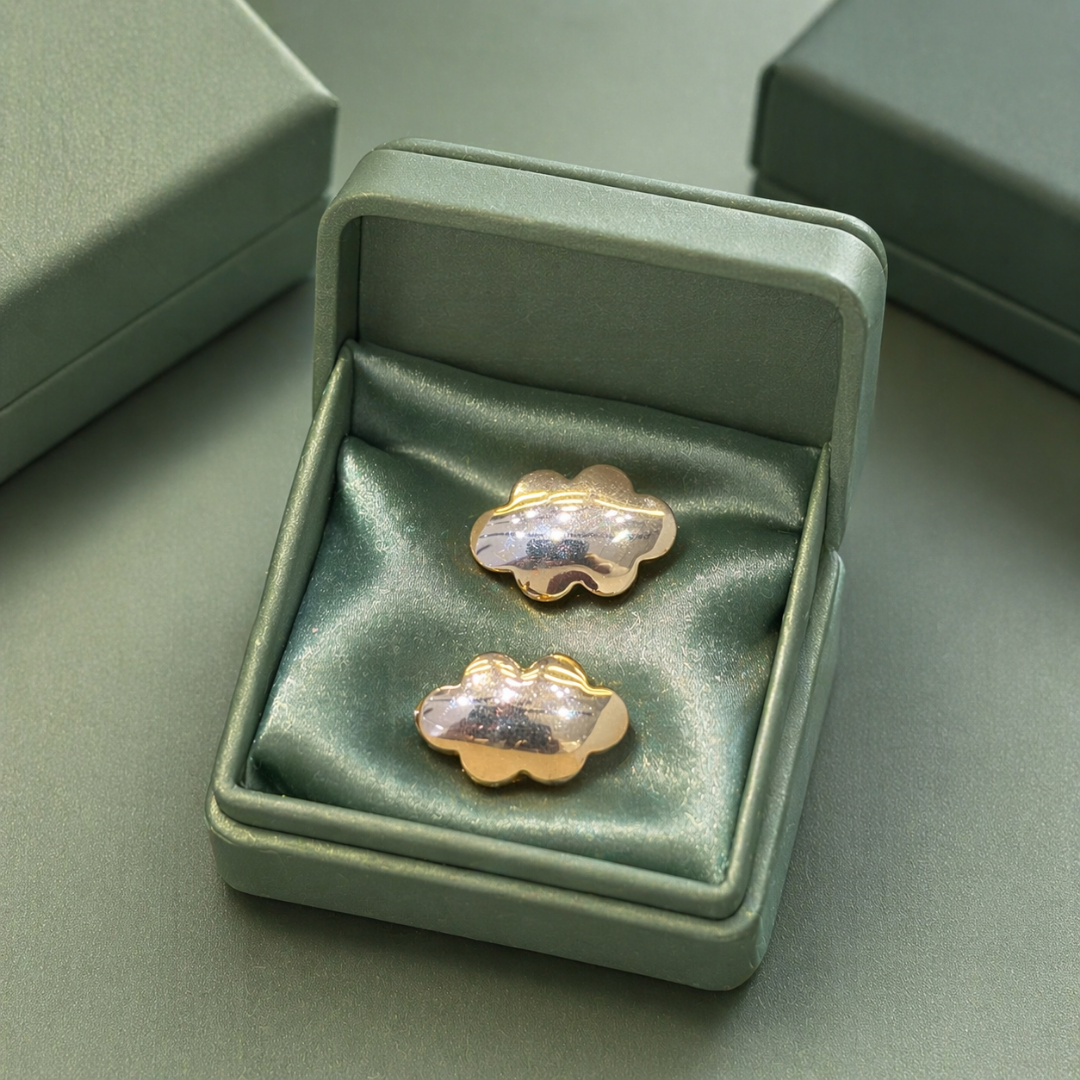 Abstract Cloud Shape Gold Stud Earrings in 925 Sterling Silver STB - 1330
