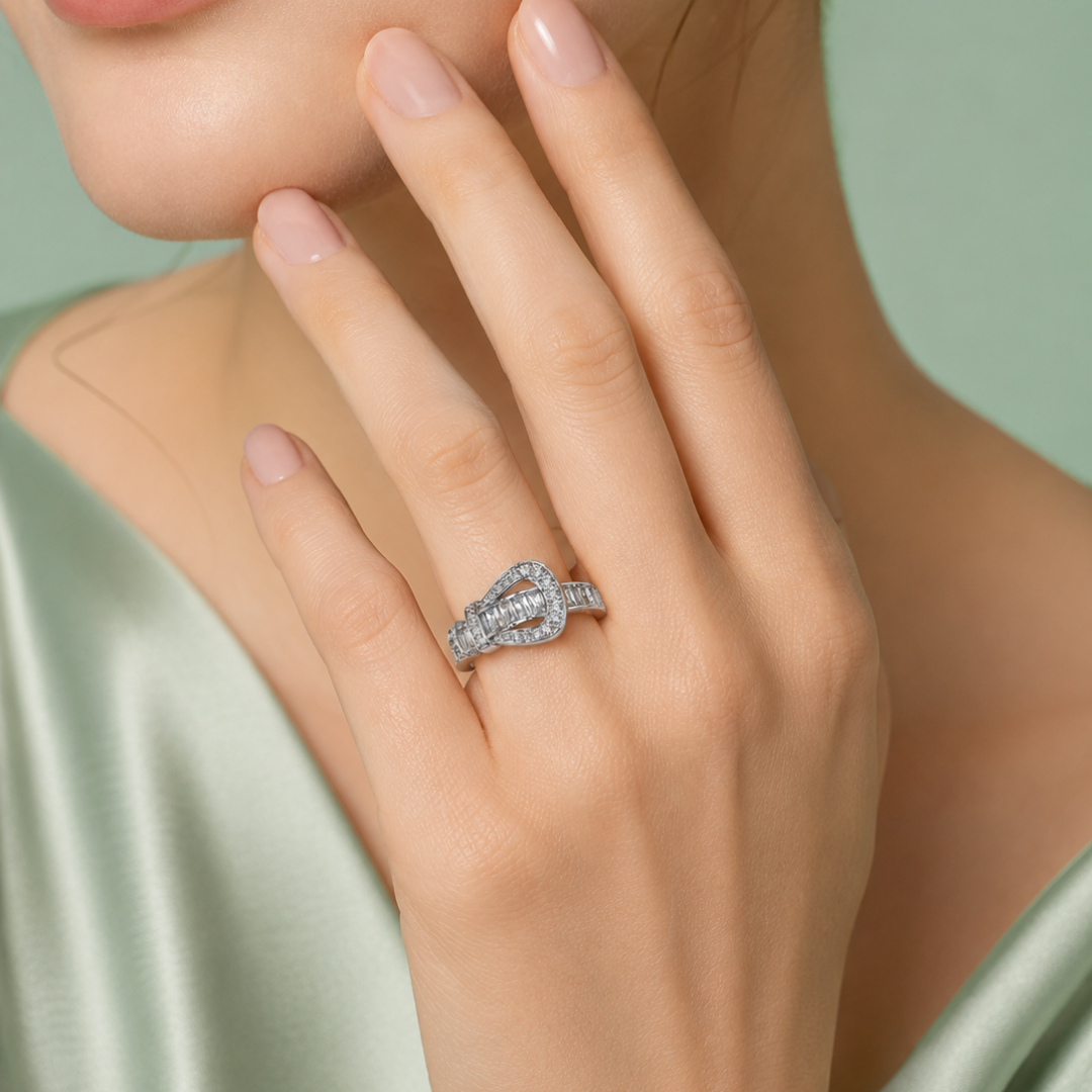 925 Silver Teardrop Halo Diamond Statement Ring IRM4053