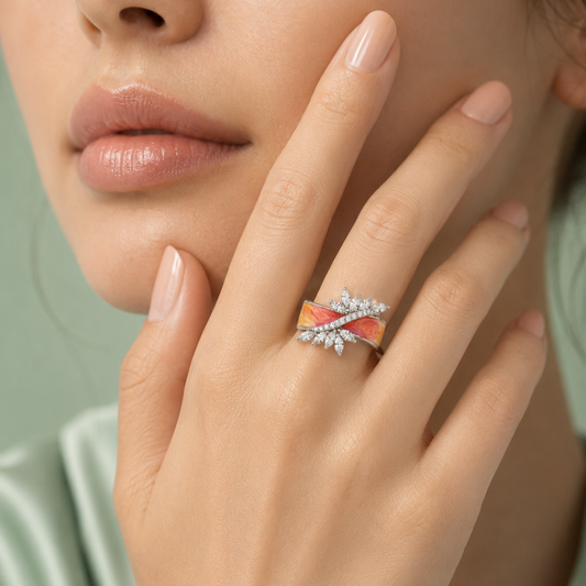 Sinara Aurora Leaf Ring – 925 Sterling Silver IRM 4180