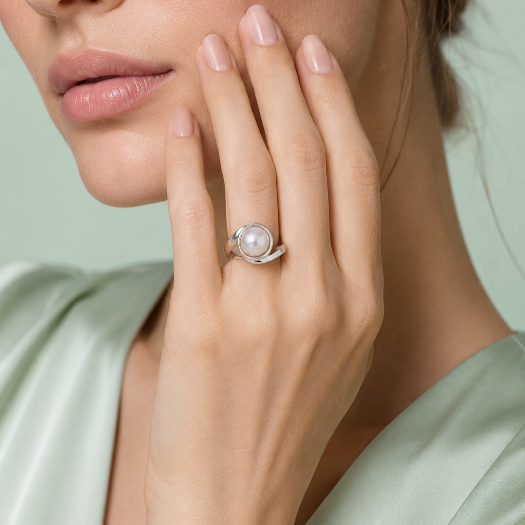 Luna Pearl 925 Sterling Silver Ring IRM 3299