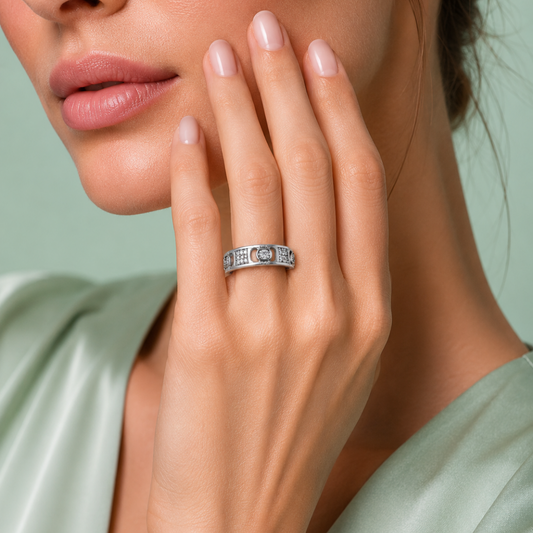 Sinara Modern Link 925 Silver Ring IRM 3904