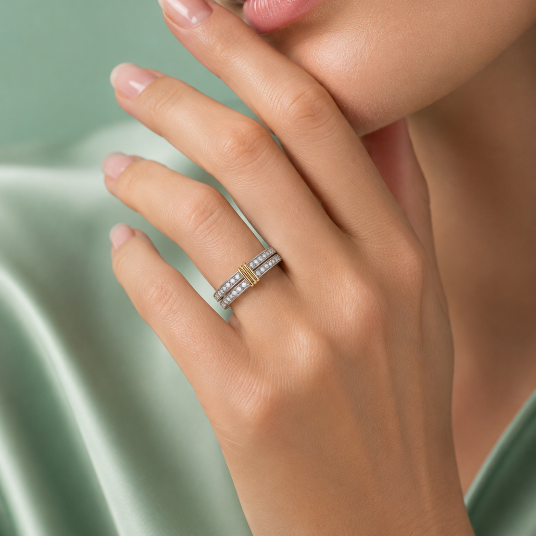 Imperial Duo 925 Sterling Silver Statement Ring IRM 3889