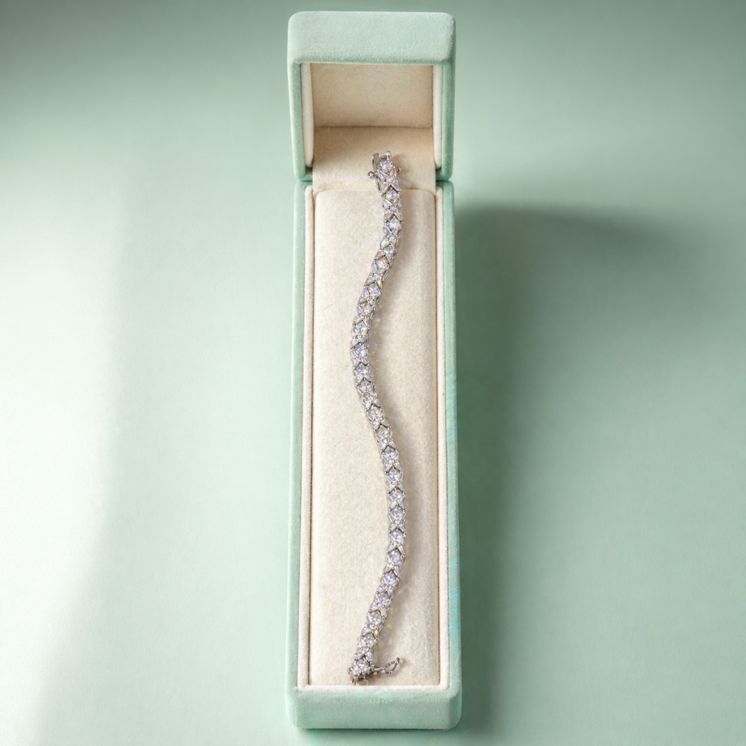 Premium Wavy Tennis Zircon 925 Sterling Silver Bracelet SBR2564
