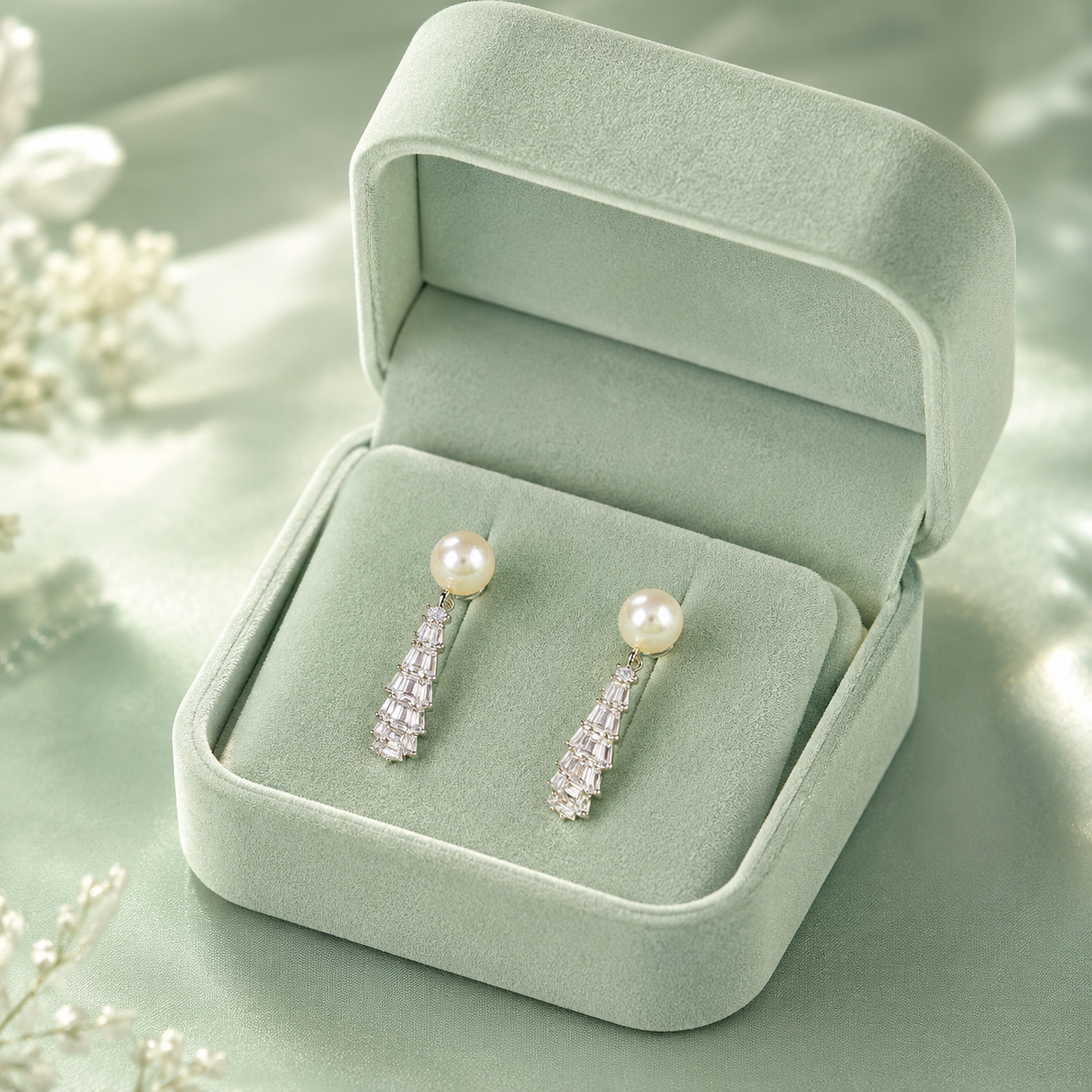 Celeste Pearl Cascade Earrings – Pure 925 Sterling Silver STB1506