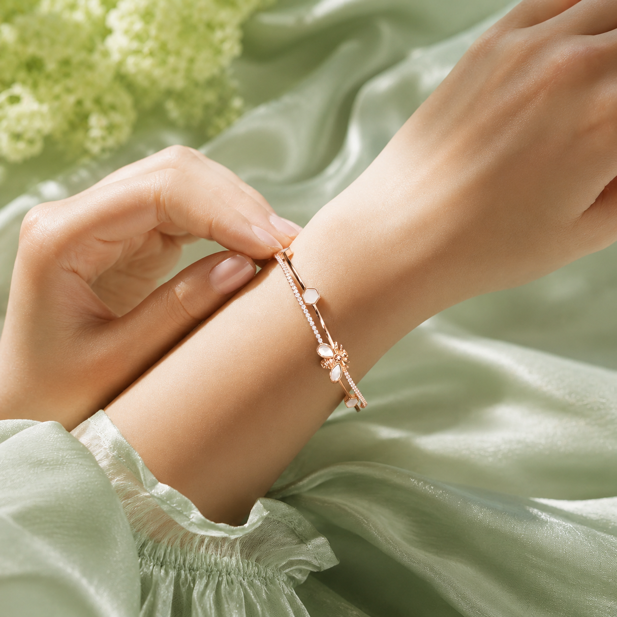 Rose Gold Butterfly Charm Bracelet SBR2627