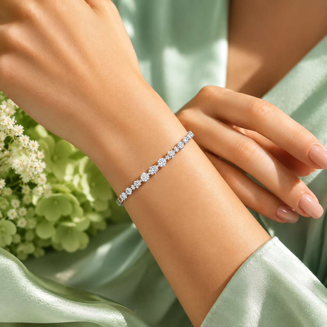Elegant Diamond Look Tennis Bracelet for Women SBR2643