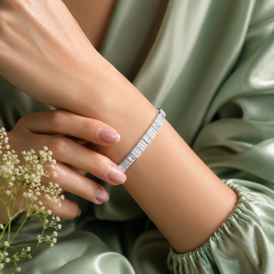 Luxury Geometric 925 Sterling Silver Tennis Bracelet for Women SBR2631