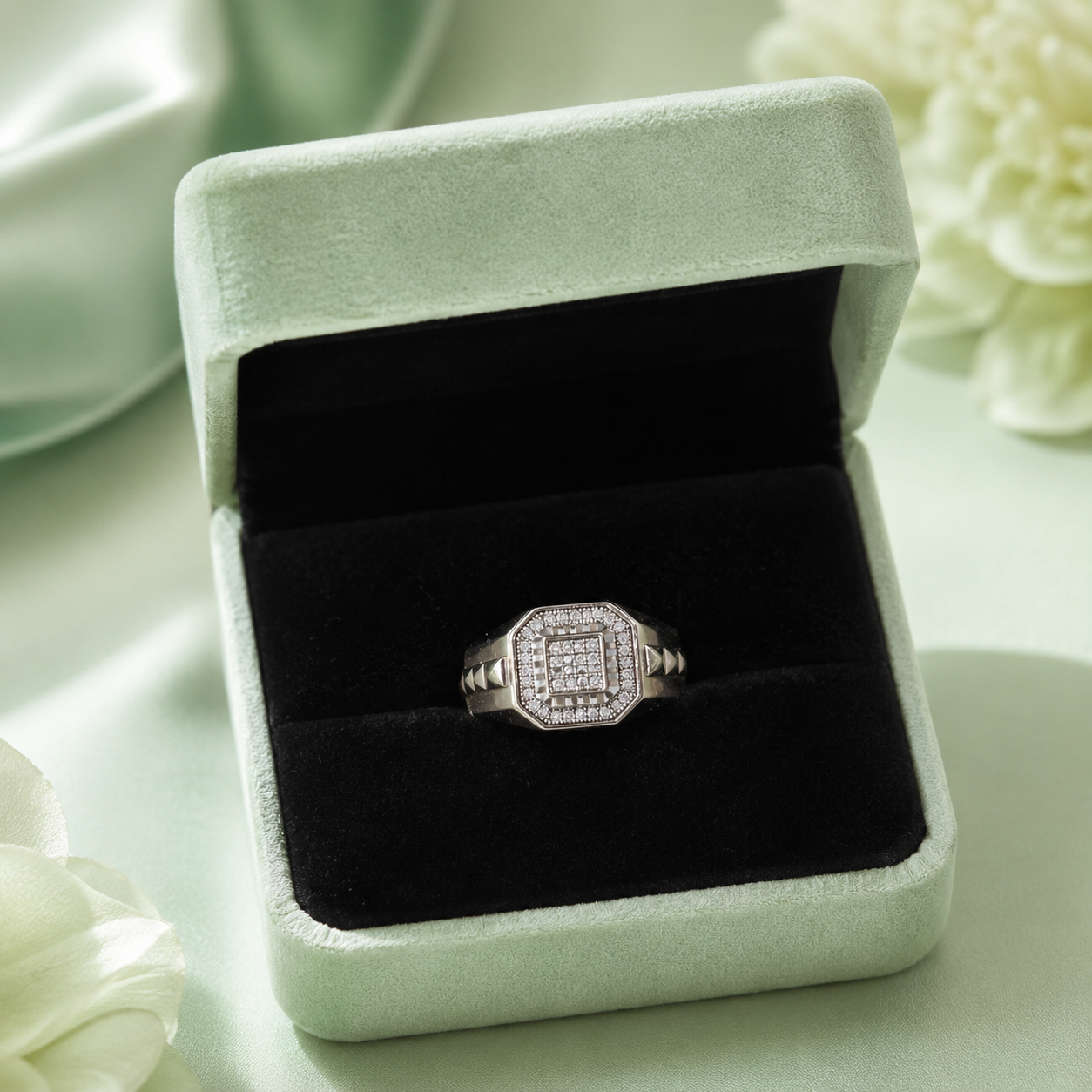 925 Pure Silver Geometric Diamond-Style Men's Ring | Premium Statement Ring IRM3996
