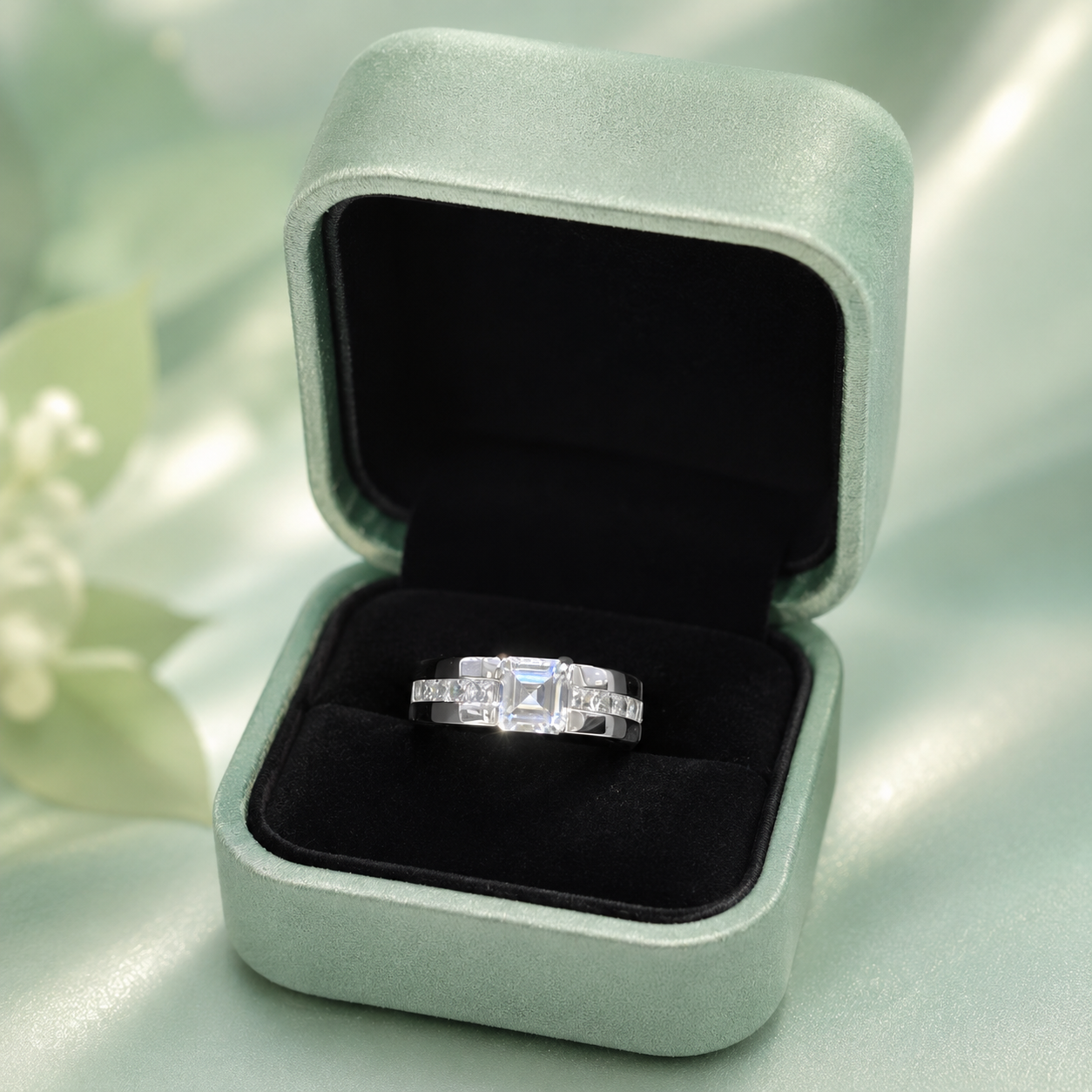 925 Sterling Silver Emerald-Cut CZ Statement Ring for Women | Luxury Sparkle Band IRM3845