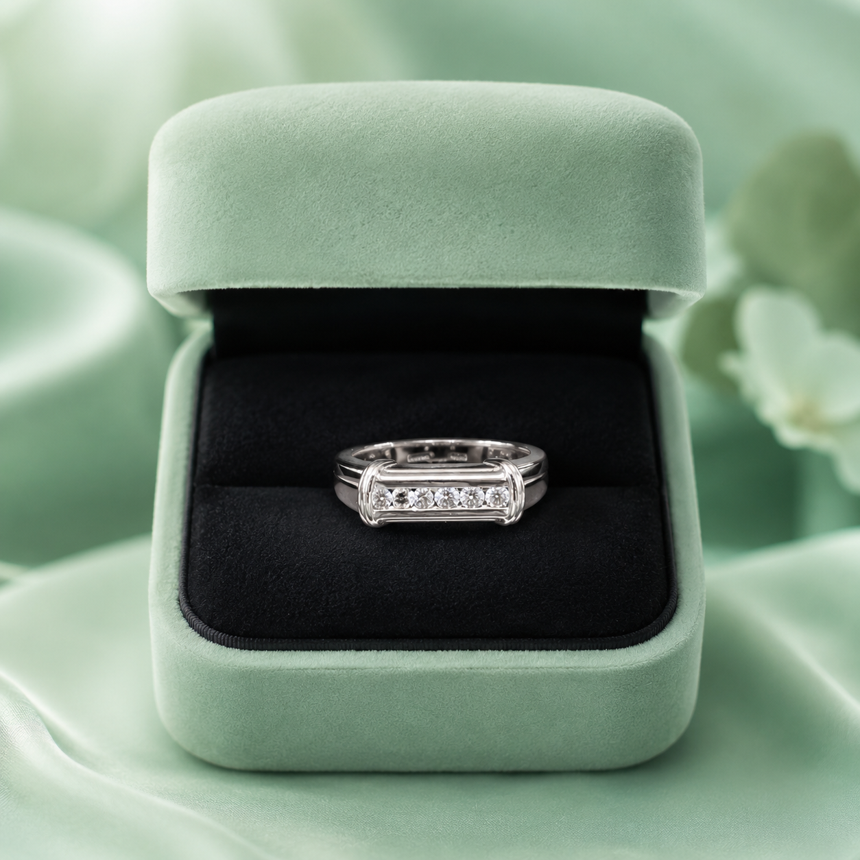 925 Sterling Silver Diamond-Style Bar Ring for Men Elegant Everyday Luxury Ring IRM4791