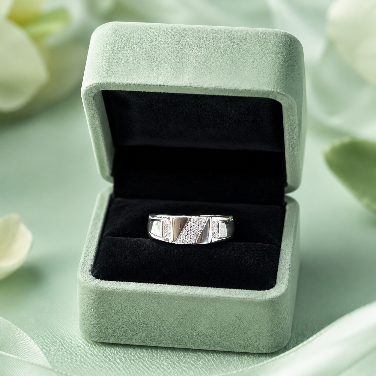 925 Pure Silver Designer CZ Ring for Men | Premium Sterling Silver Band IRM4779