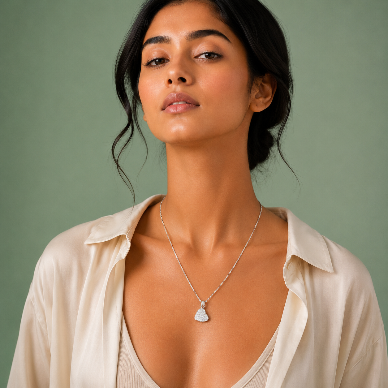 Silver Heart Pendant Necklace – Delicate Romantic Elegance SCH2064