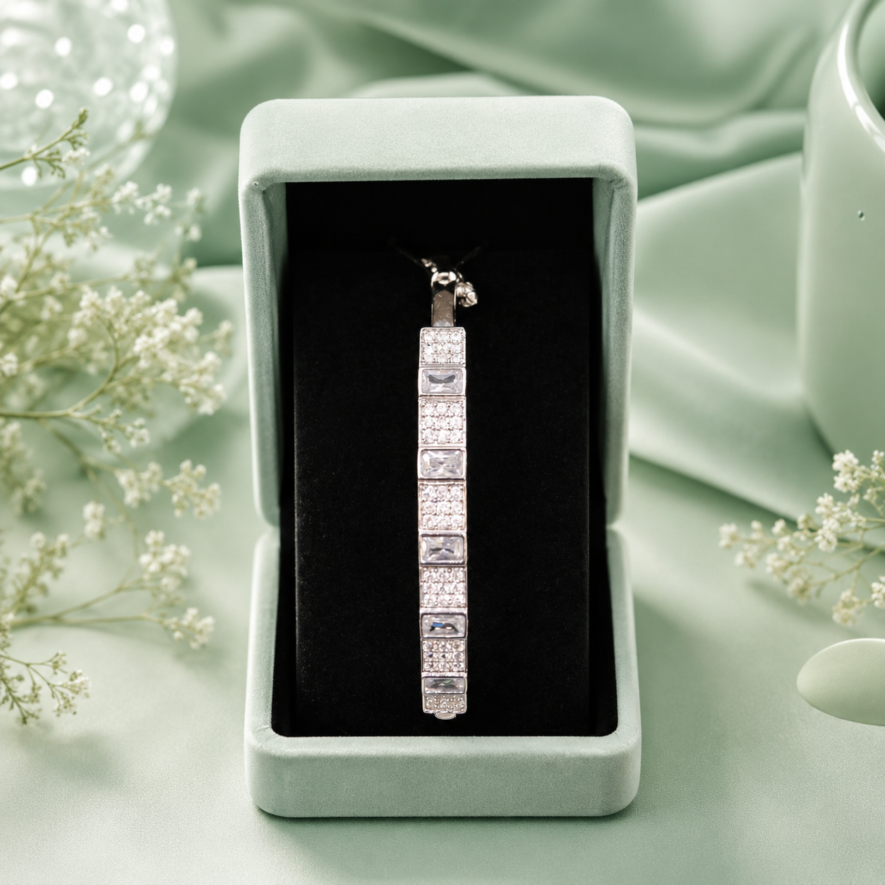 Luxury Geometric 925 Sterling Silver Tennis Bracelet for Women SBR2631