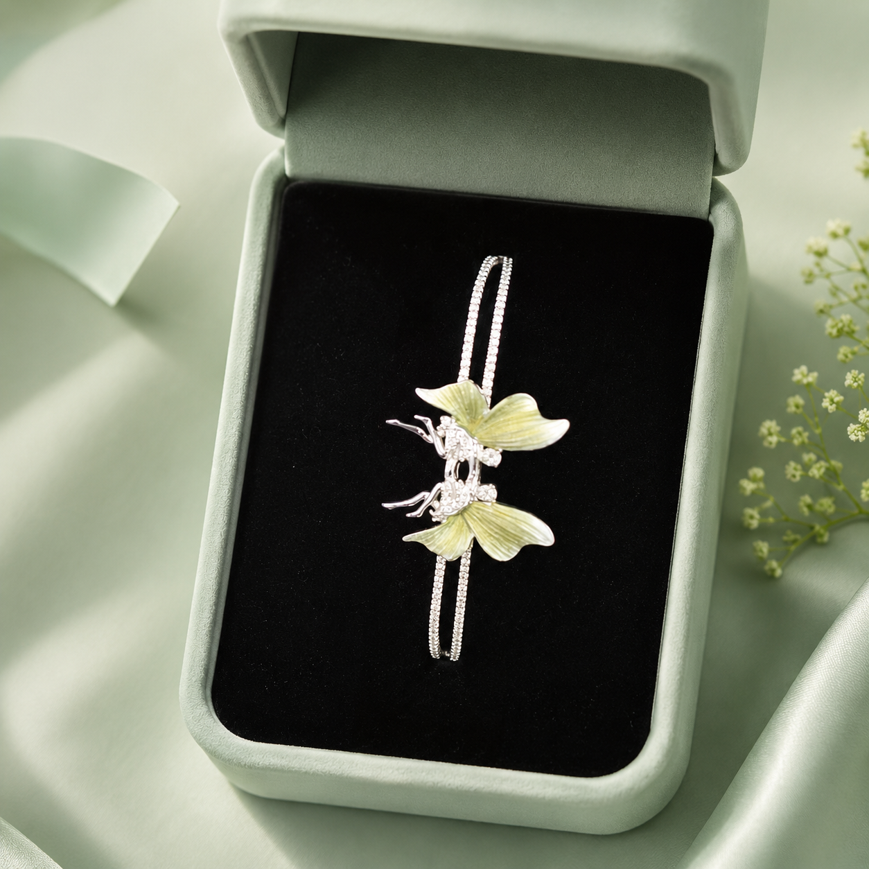 Elegant Butterfly Floral 925 Sterling Silver Designer Bracelet for Women SBR2580
