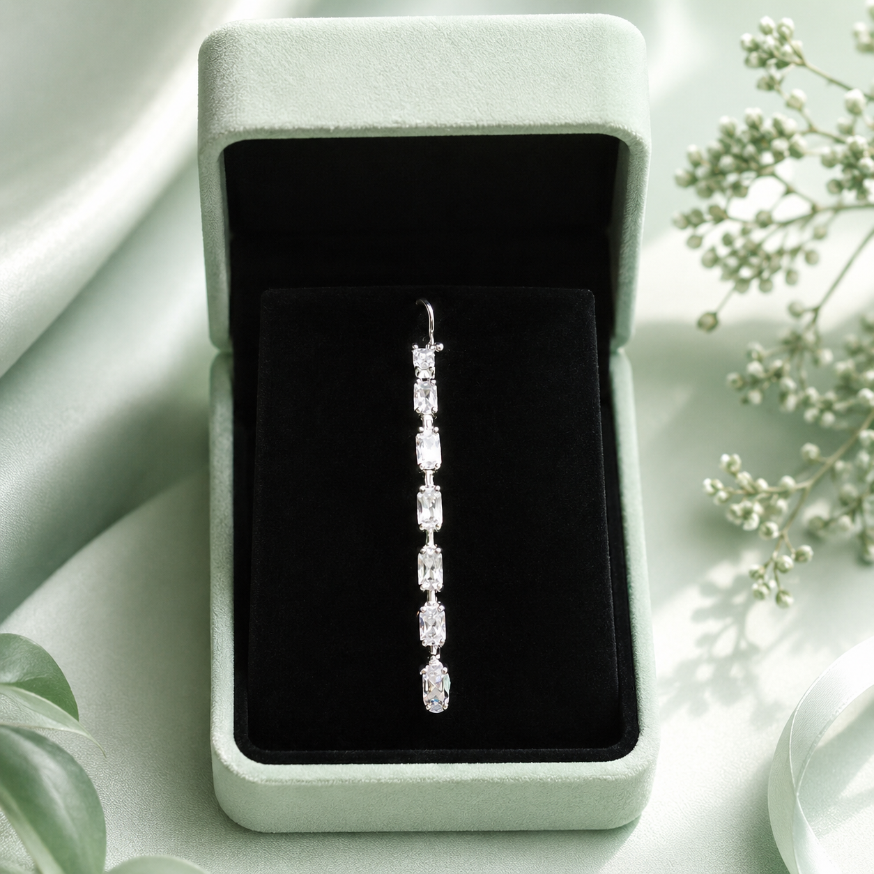 Classic Emerald Cut CZ 925 Sterling Silver Tennis Bracelet for Women SBR2629