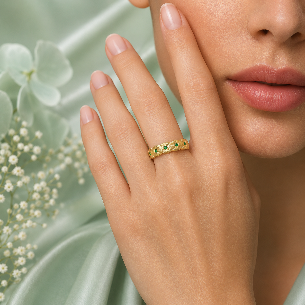 925 Pure Silver Blue Stone Textured Band Ring | Elegant Everyday Luxury Ring for Women IRM3703