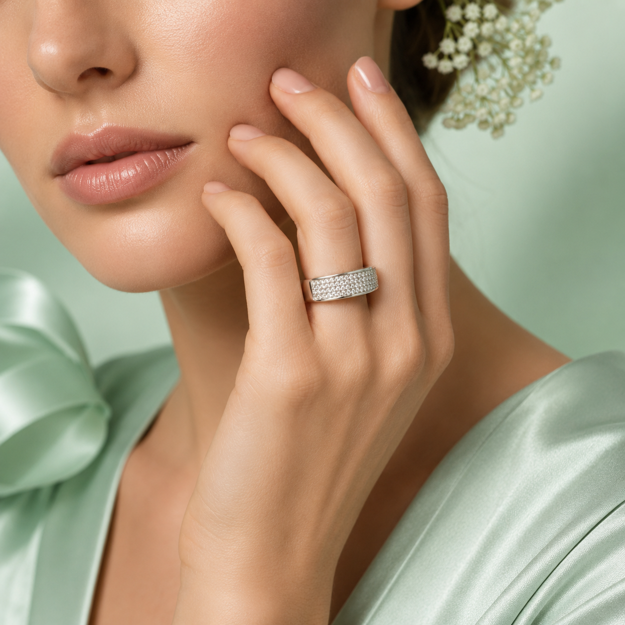 925 Pure Silver Micro Pave Diamond Ring for Men & Women | Premium Sterling Silver Statement Band