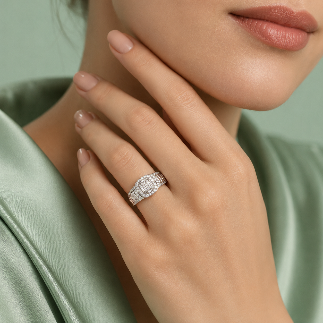 925 Sterling Silver Diamond Cluster Statement Ring for Men & Women IRM3999
