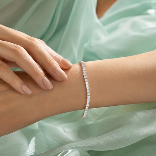 Classic Tennis Style Zircon 925 Sterling Silver Bracelet SBR2557