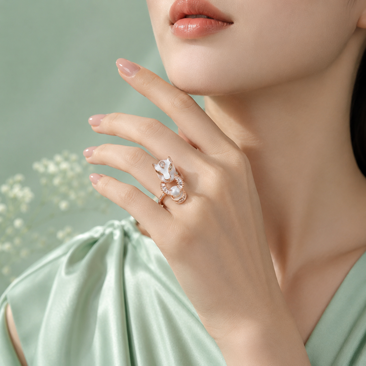 925 Sterling Silver White Panther Head Statement Ring | Premium Designer Silver Jewelry for Women IRM3870