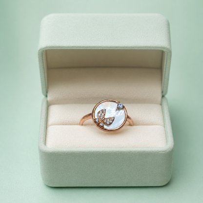 925 Silver Butterfly Moonstone Ring (Gold Finish) IRM4021