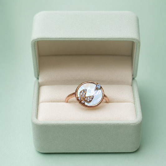 925 Silver Butterfly Moonstone Ring (Gold Finish) IRM4021