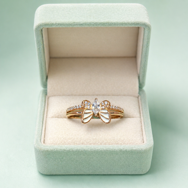 925 Silver Butterfly Bow Ring (Gold Finish)  IRM 4029