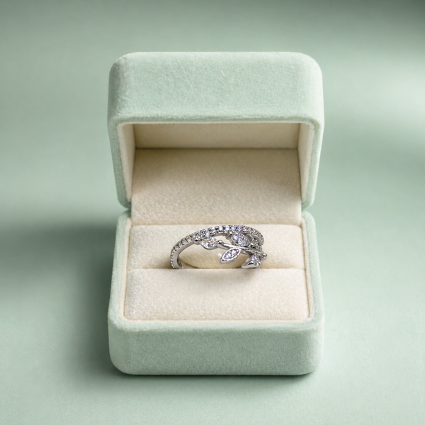 925 Silver Leaf Vine Adjustable Ring IRM4084