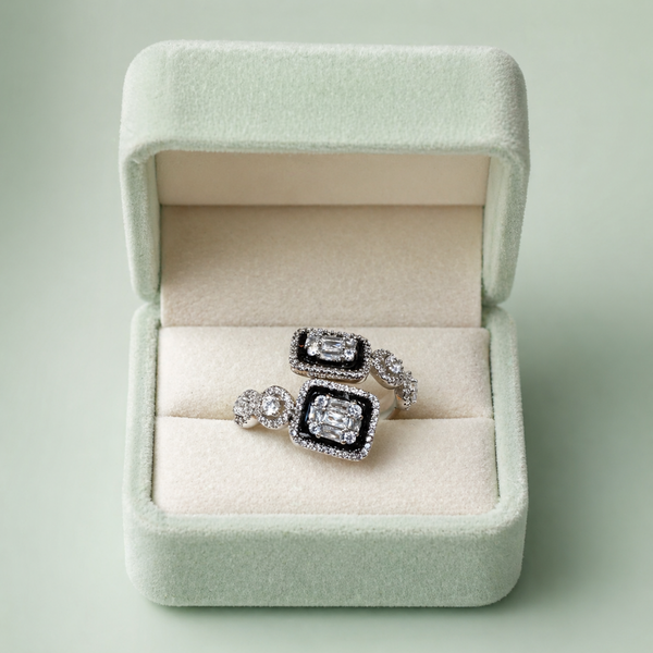 925 Silver Black Frame Dual Stone Adjustable  IRM4214