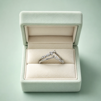 925 Silver Minimal V-Shape Diamond Adjustable Ring IRM4154