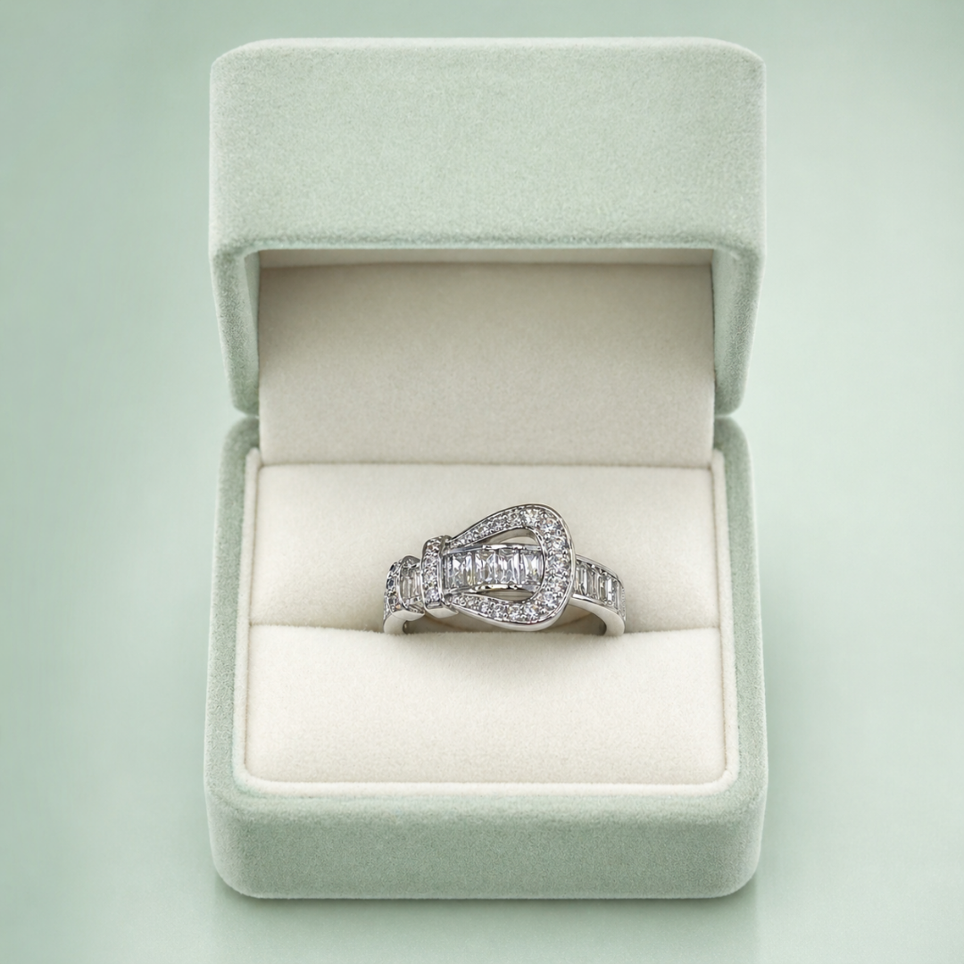 925 Silver Teardrop Halo Diamond Statement Ring IRM4053