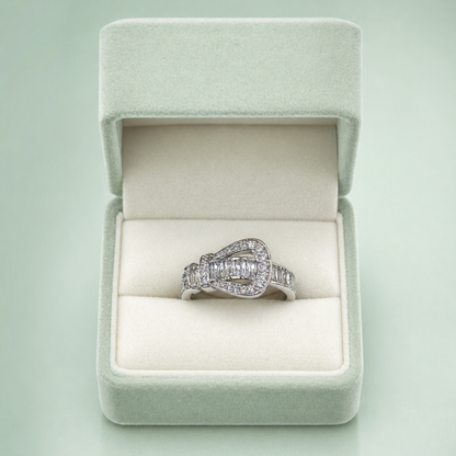 925 Silver Teardrop Halo Diamond Statement Ring IRM4053
