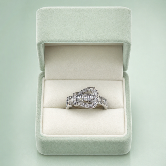 925 Silver Teardrop Halo Diamond Statement Ring IRM4053