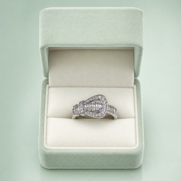 925 Silver Teardrop Halo Diamond Statement Ring IRM4053