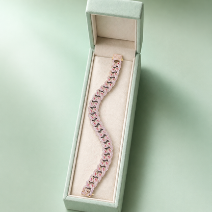Rose Gold Cuban Link Zircon Bracelet SBR3140