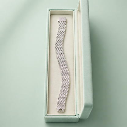 Silver Wide Mesh Diamond-Cut Bracelet  SBR3147