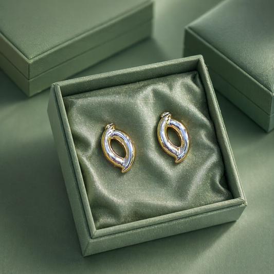 Dual Tone Sculpted Loop Stud Earrings in 925 Sterling Silver STB1344