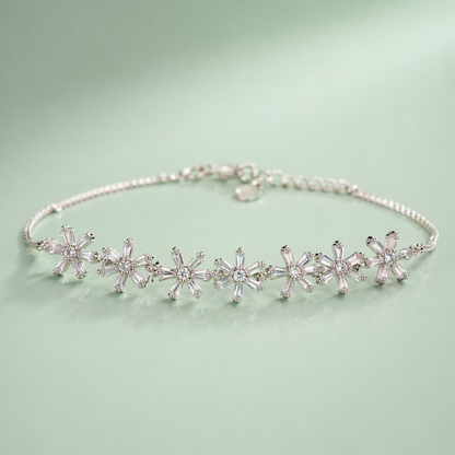 925 Silver Floral Sparkle Bracelet SBR2888