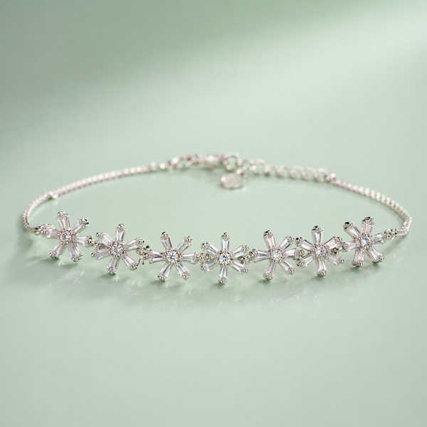 925 Silver Floral Sparkle Bracelet