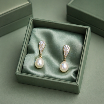 Classic Pearl Teardrop Drop Earrings in 925 Sterling Silver STB1757