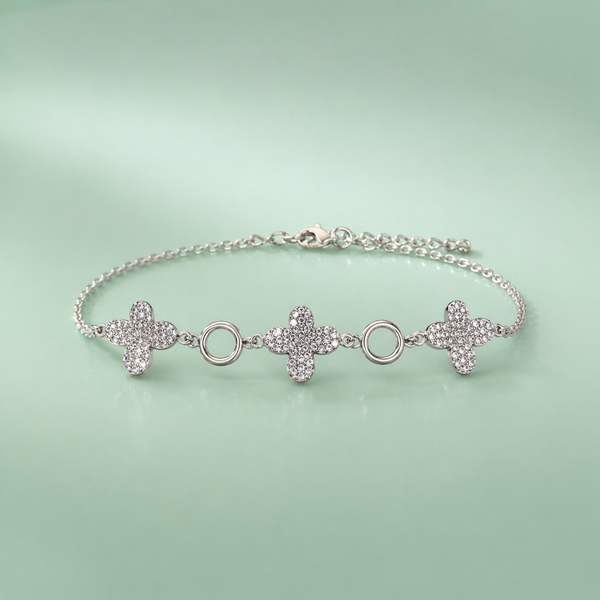 925 Silver Clover Sparkle Bracelet