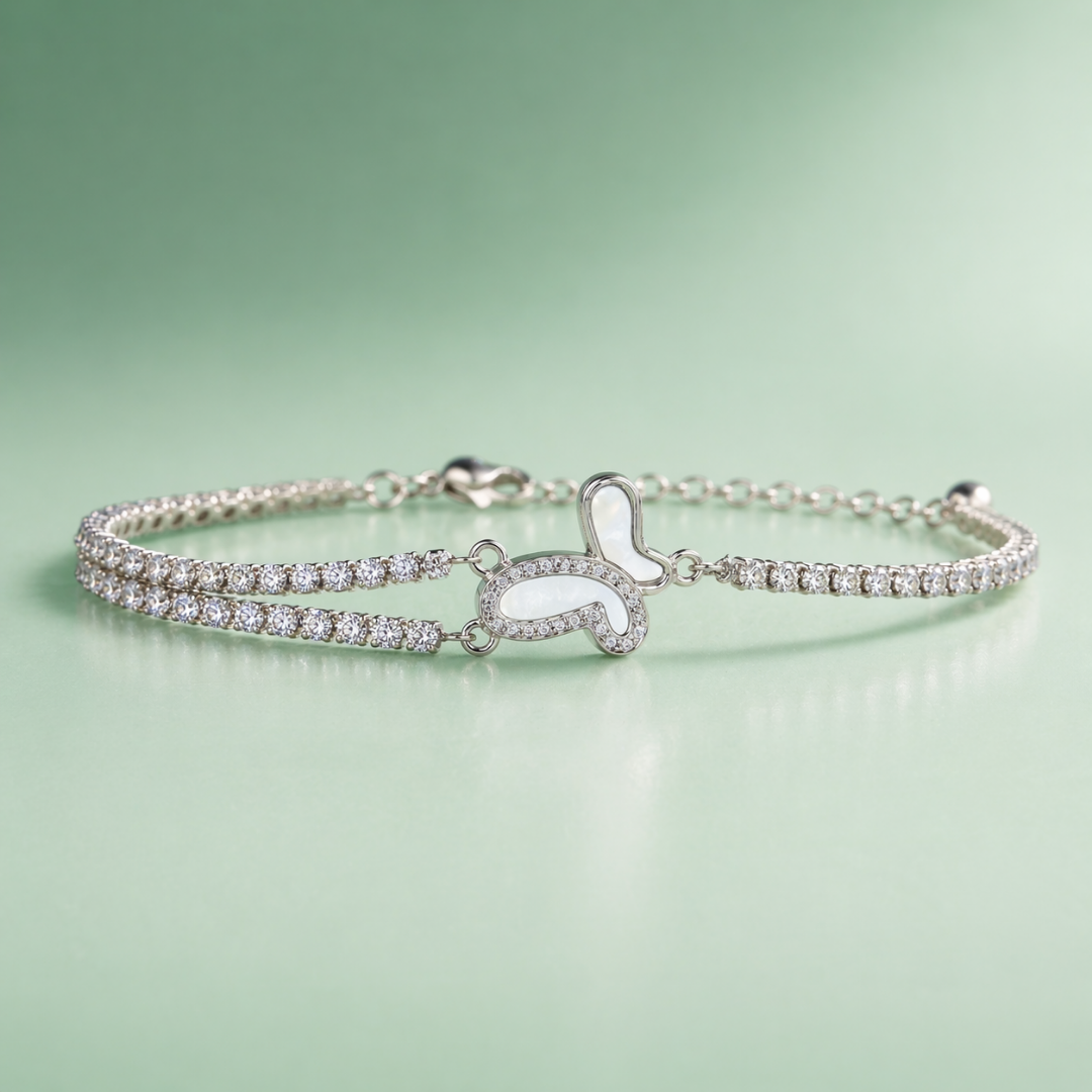925 Silver Dual Heart Sparkle Bracelet SBR2930