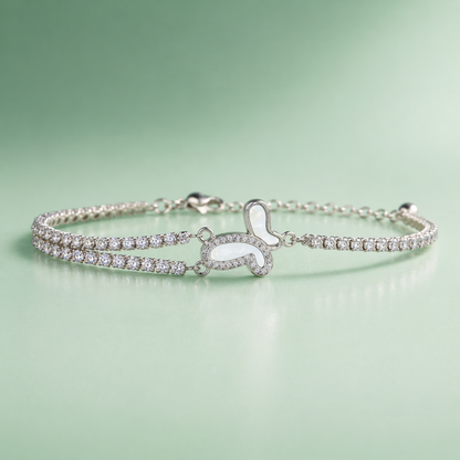 925 Silver Dual Heart Sparkle Bracelet SBR2930
