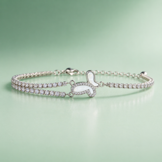 925 Silver Dual Heart Sparkle Bracelet SBR2930