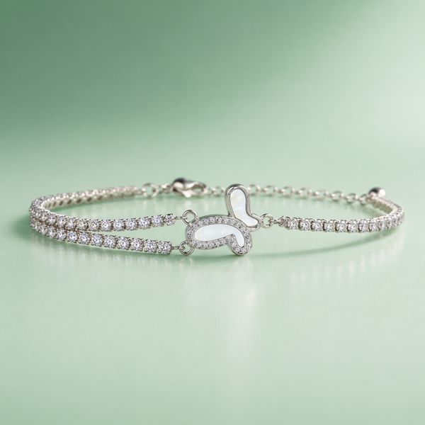 925 Silver Dual Heart Sparkle Bracelet