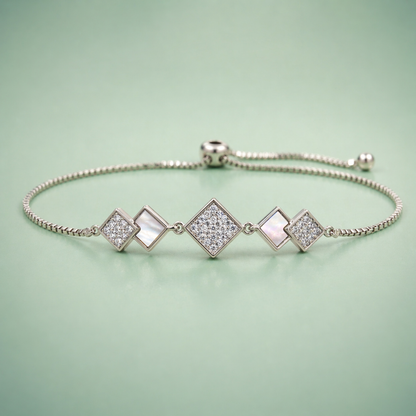 925 Silver Geometric Diamond Shape Adjustable Bracelet SBR2882
