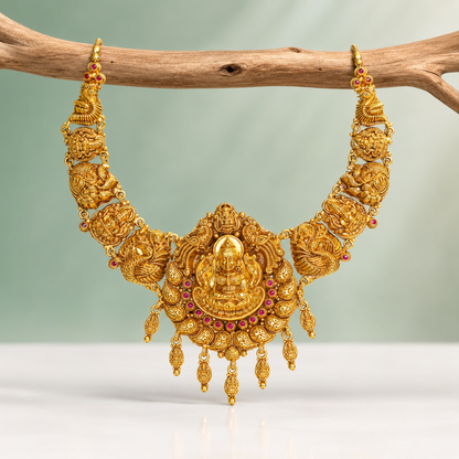Traditional Lakshmi Temple Gold Necklace (Bridal Statement Choker) SET939
