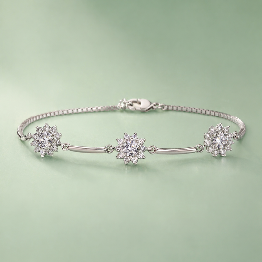 925 Silver Floral Sparkle Bracelet SBR2931