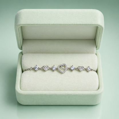 Heart Sparkle 925 Sterling Silver Bracelet with Crystal Accents  SBR2892